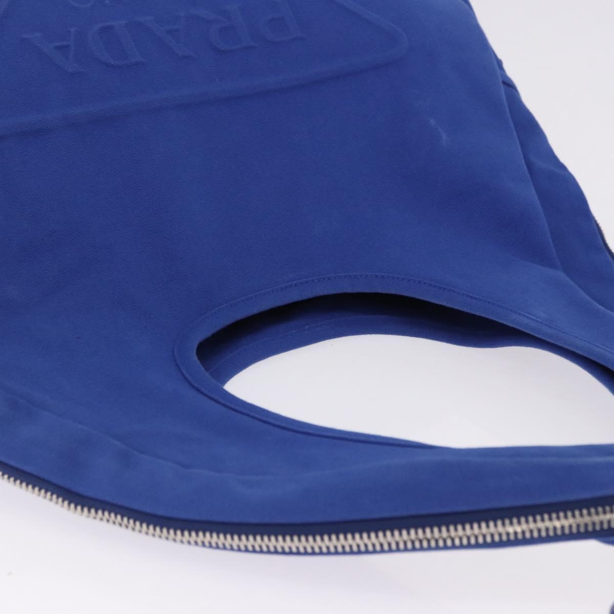 PRADA Shoulder Bag Canvas Blue Silver Auth 195903A