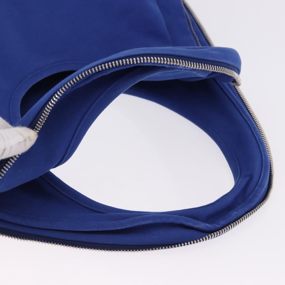 PRADA Shoulder Bag Canvas Blue Silver Auth 195903A