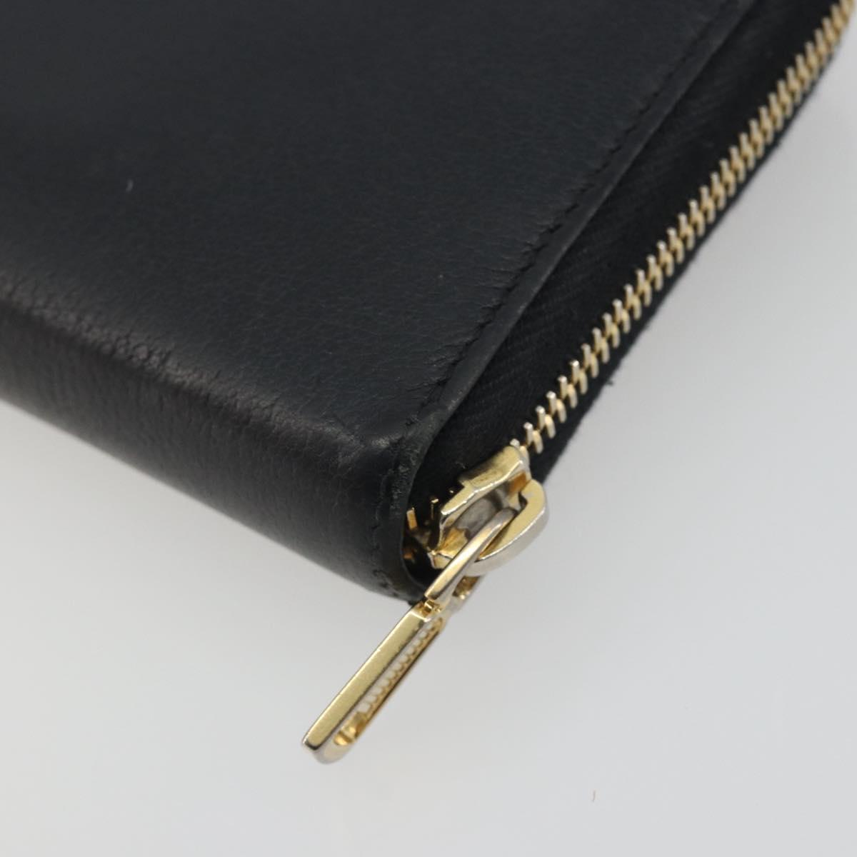 SAINT LAURENT Cassandra Long Wallet Leather Black Gold Auth 195906A