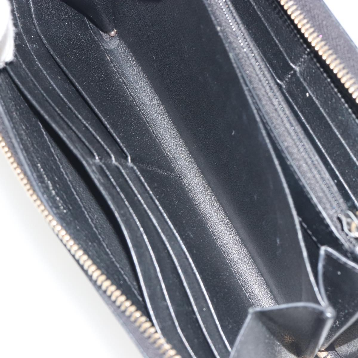 SAINT LAURENT Cassandra Long Wallet Leather Black Gold Auth 195906A