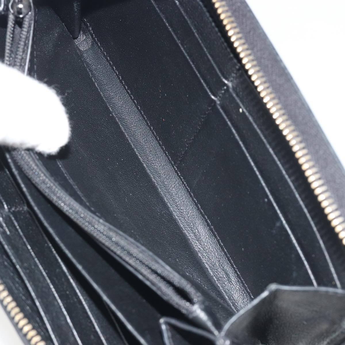 SAINT LAURENT Cassandra Long Wallet Leather Black Gold Auth 195906A
