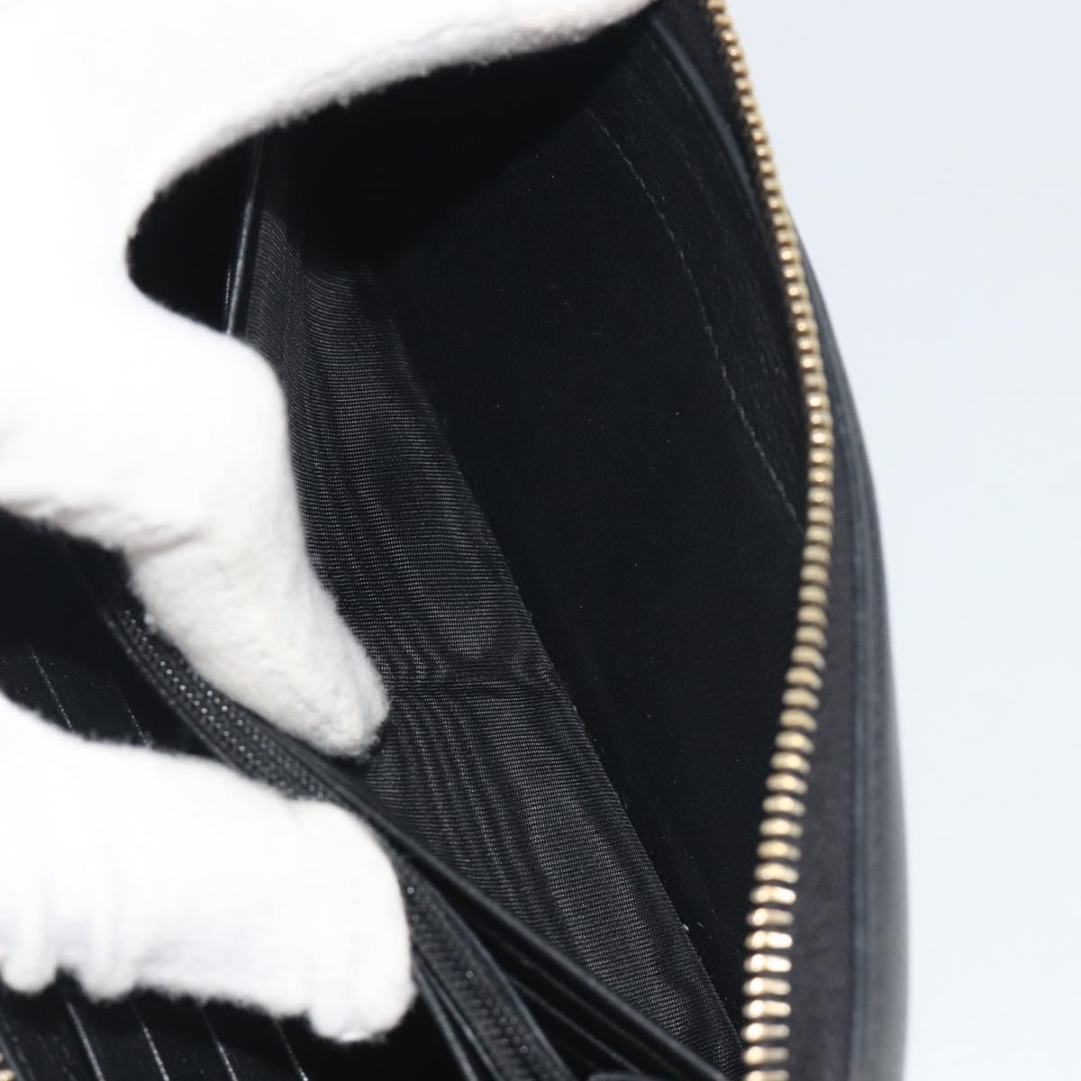 SAINT LAURENT Cassandra Long Wallet Leather Black Gold Auth 195906A