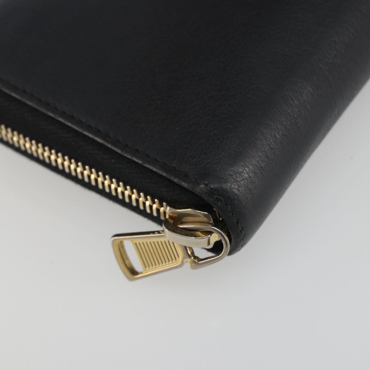 SAINT LAURENT Cassandra Long Wallet Leather Black Gold Auth 195906A