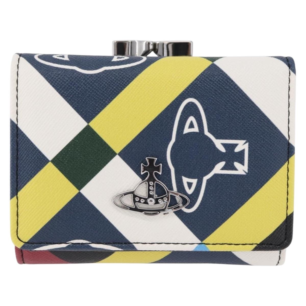 Vivienne Westwood Wallet PVC Canvas Multicolor Silver Auth 195907A