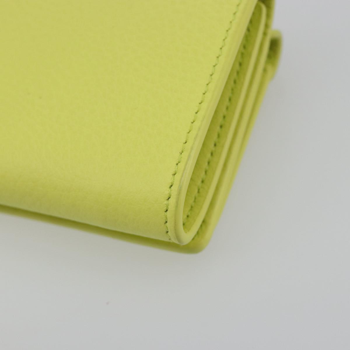 BALENCIAGA Paper Mini Trifold Wallet Leather Yellow Silver 391446 Auth 195909M