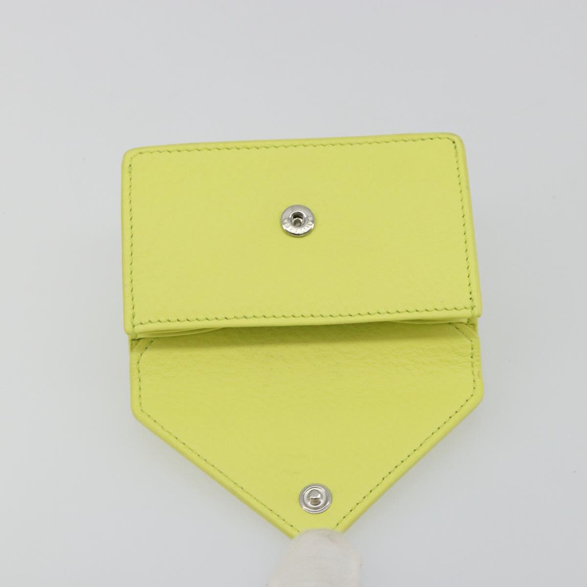 BALENCIAGA Paper Mini Trifold Wallet Leather Yellow Silver 391446 Auth 195909M
