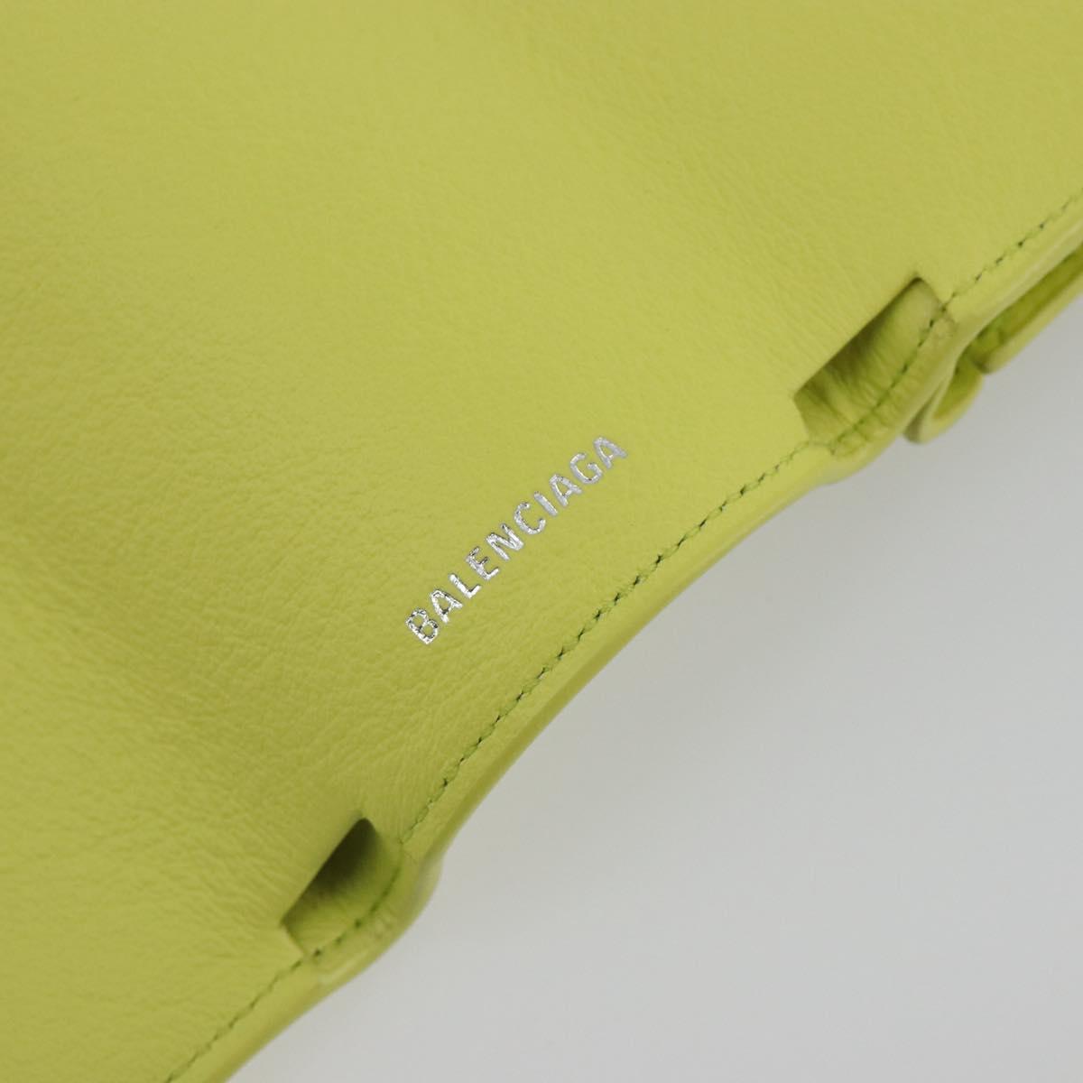 BALENCIAGA Paper Mini Trifold Wallet Leather Yellow Silver 391446 Auth 195909M