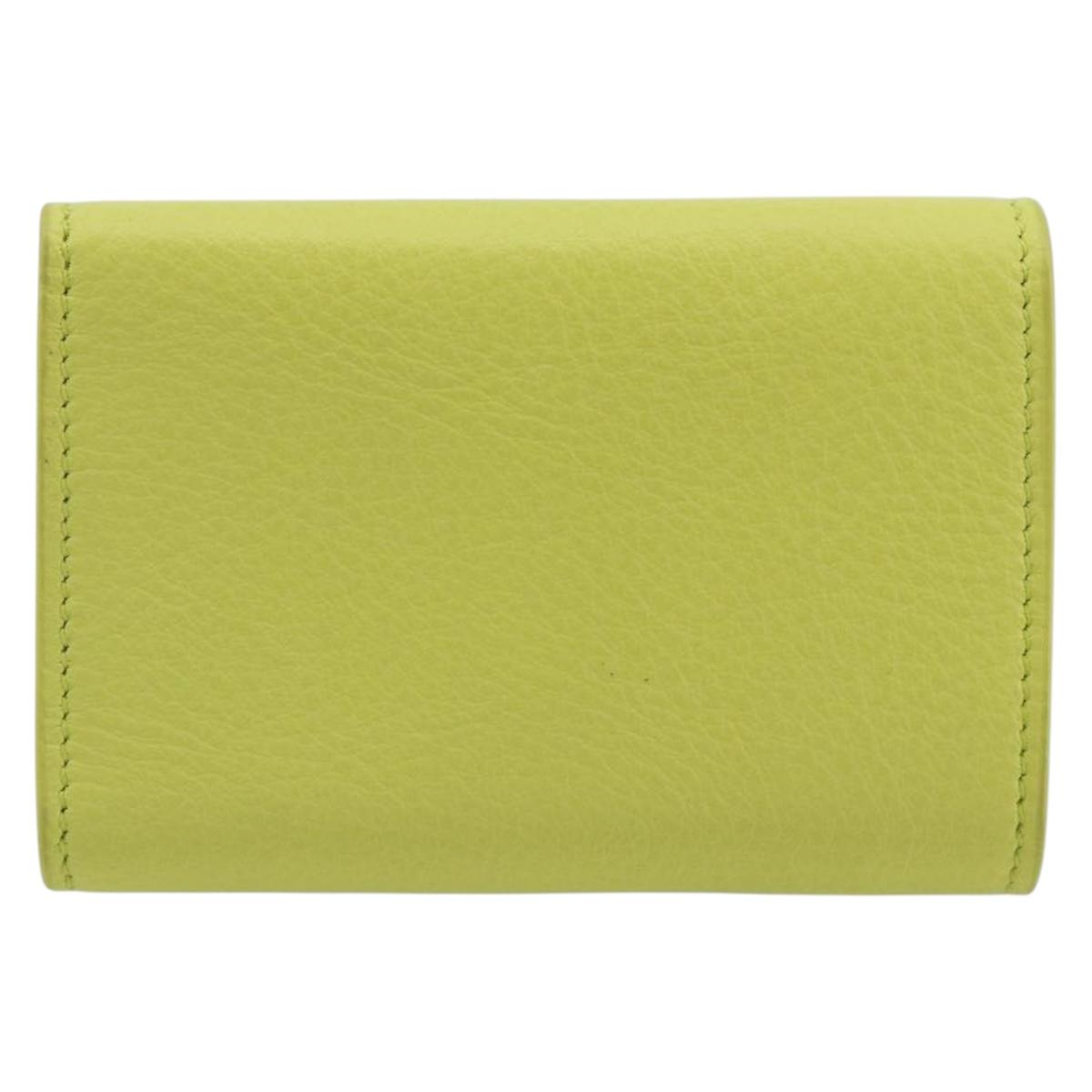 BALENCIAGA Paper Mini Trifold Wallet Leather Yellow Silver 391446 Auth 195909M