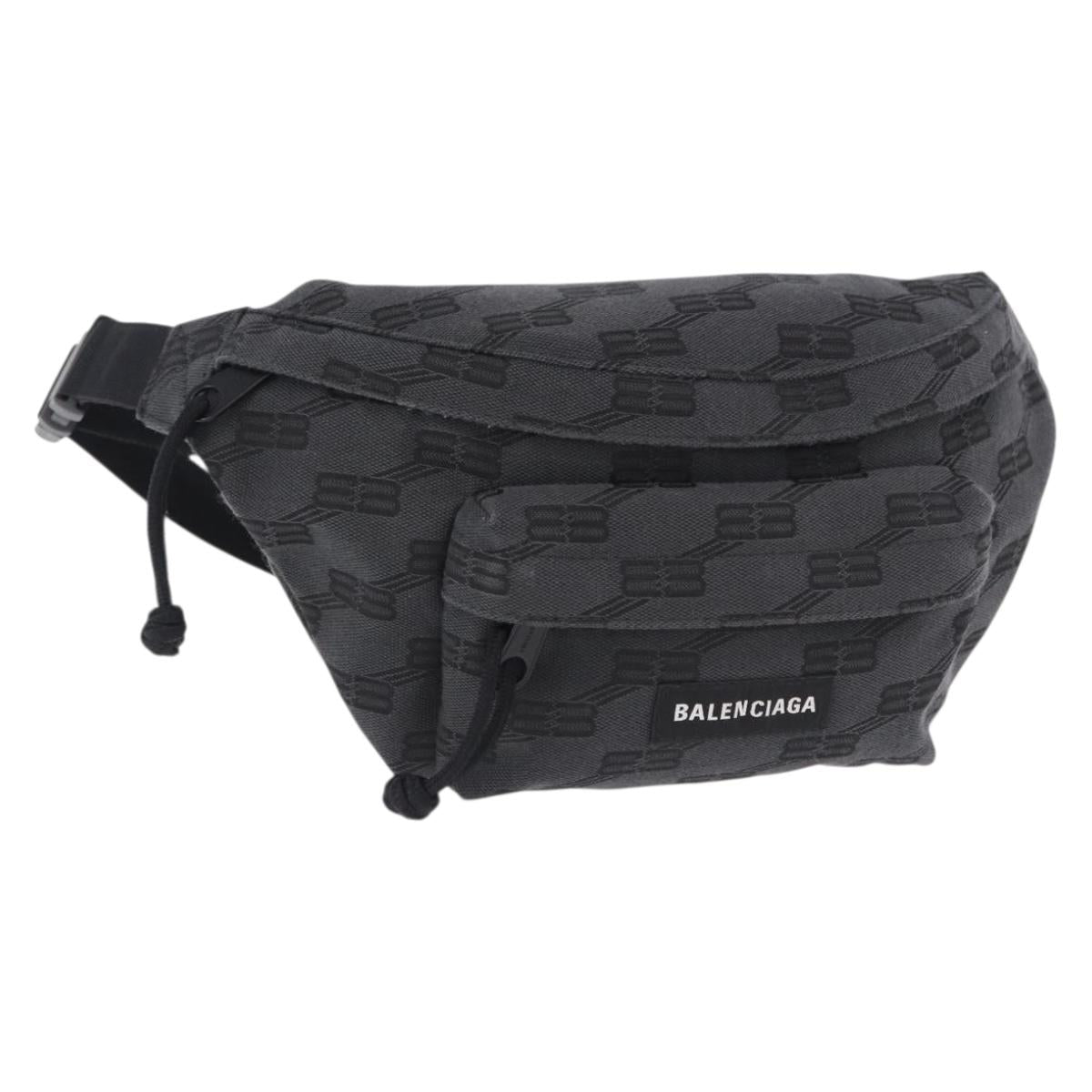 BALENCIAGA Body Bag Canvas Black Auth 195910A