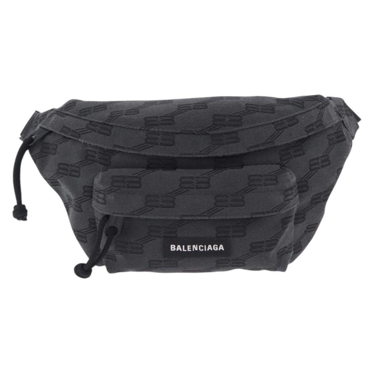 BALENCIAGA Body Bag Canvas Black Auth 195910A