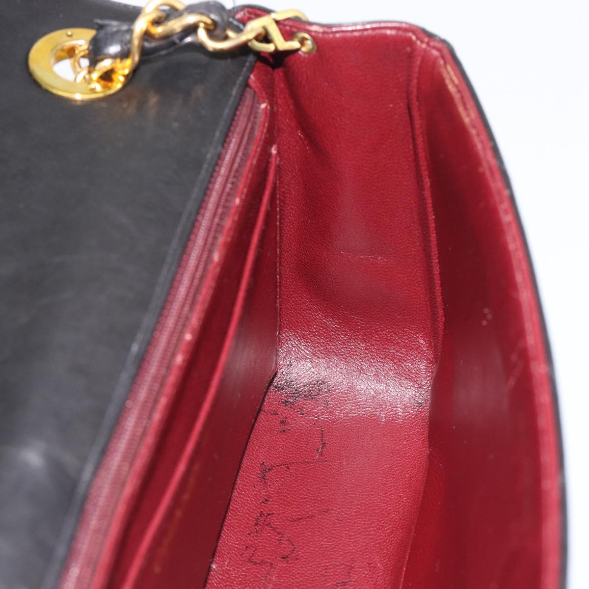 CHANEL V stitch Chain Shoulder Bag Lamb Skin Black Gold CC Auth 195911V