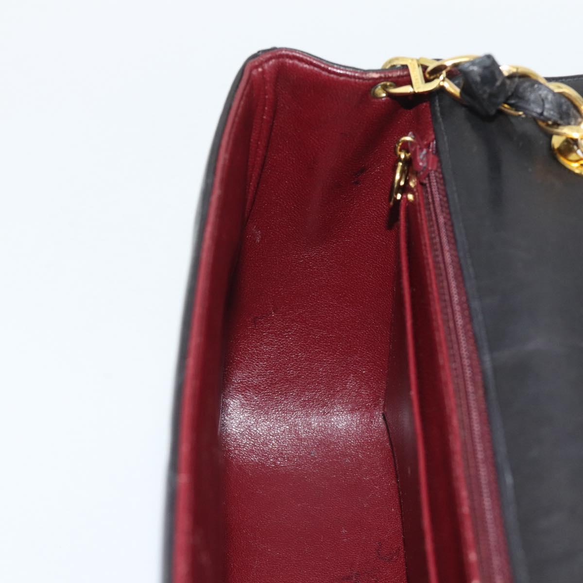 CHANEL V stitch Chain Shoulder Bag Lamb Skin Black Gold CC Auth 195911V
