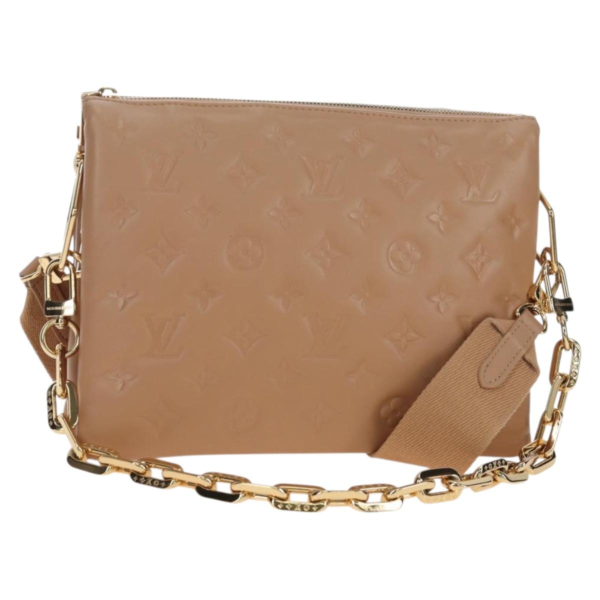 LOUIS VUITTON Monogram Emboss Kussan PM Shoulder Bag Taupe M21263 Auth 195912V