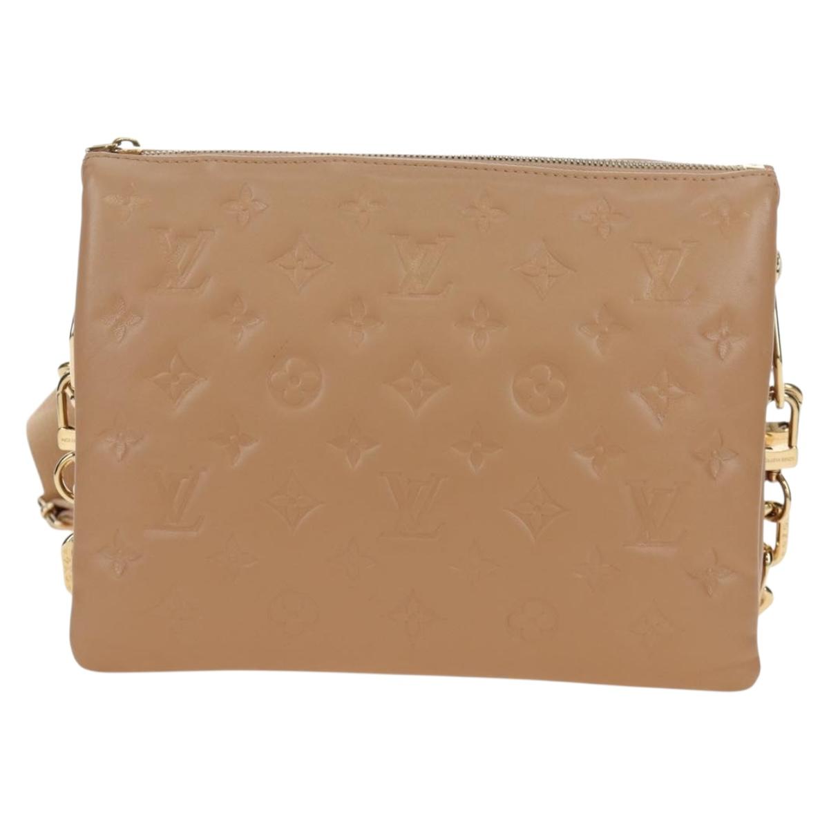 LOUIS VUITTON Monogram Emboss Kussan PM Shoulder Bag Taupe M21263 Auth 195912V