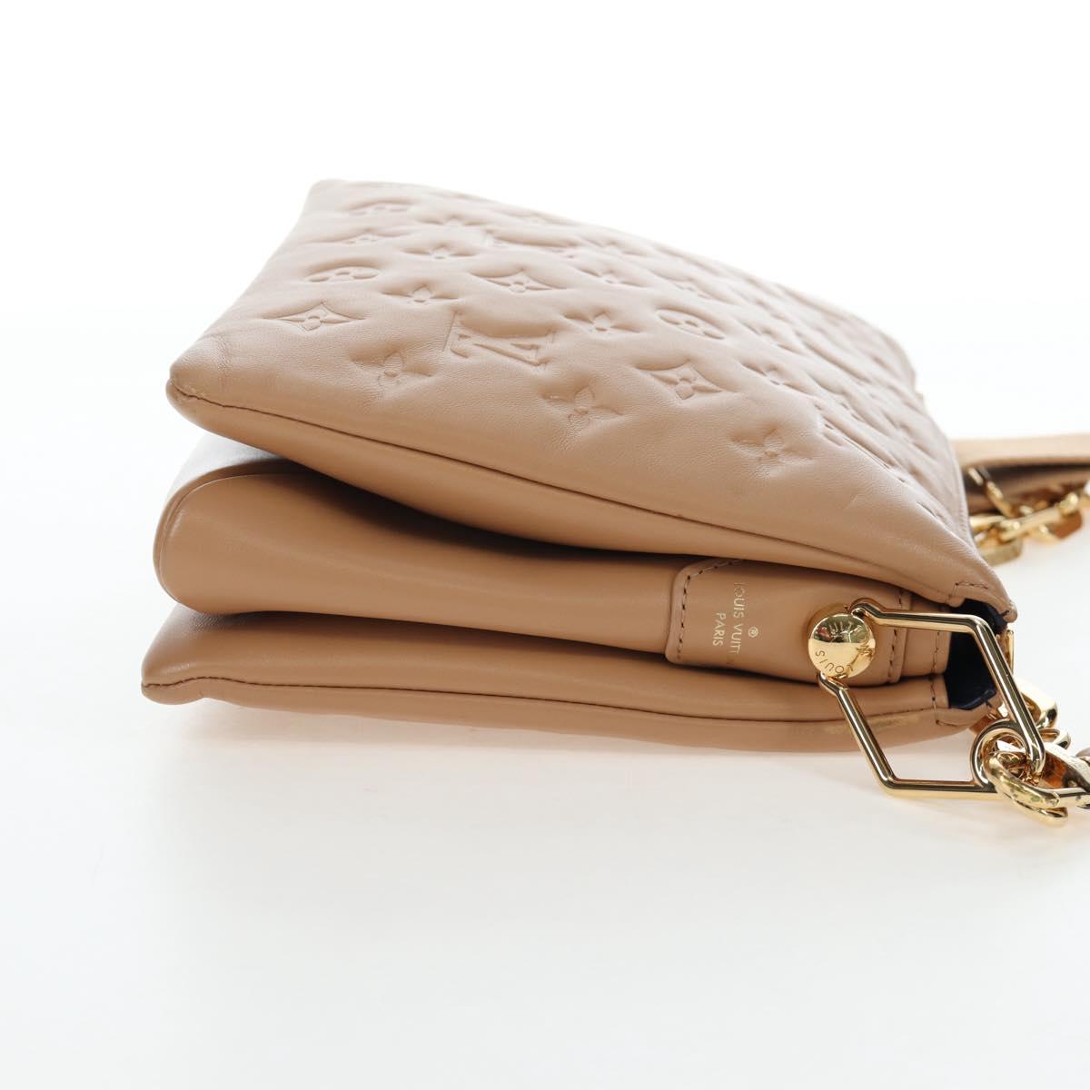 LOUIS VUITTON Monogram Emboss Kussan PM Shoulder Bag Taupe M21263 Auth 195912V