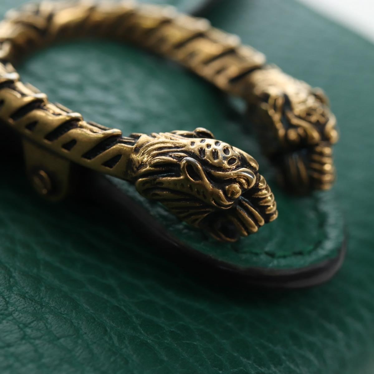 GUCCI Dionysus Chain Wallet Leather Green 574930 Auth 195913M