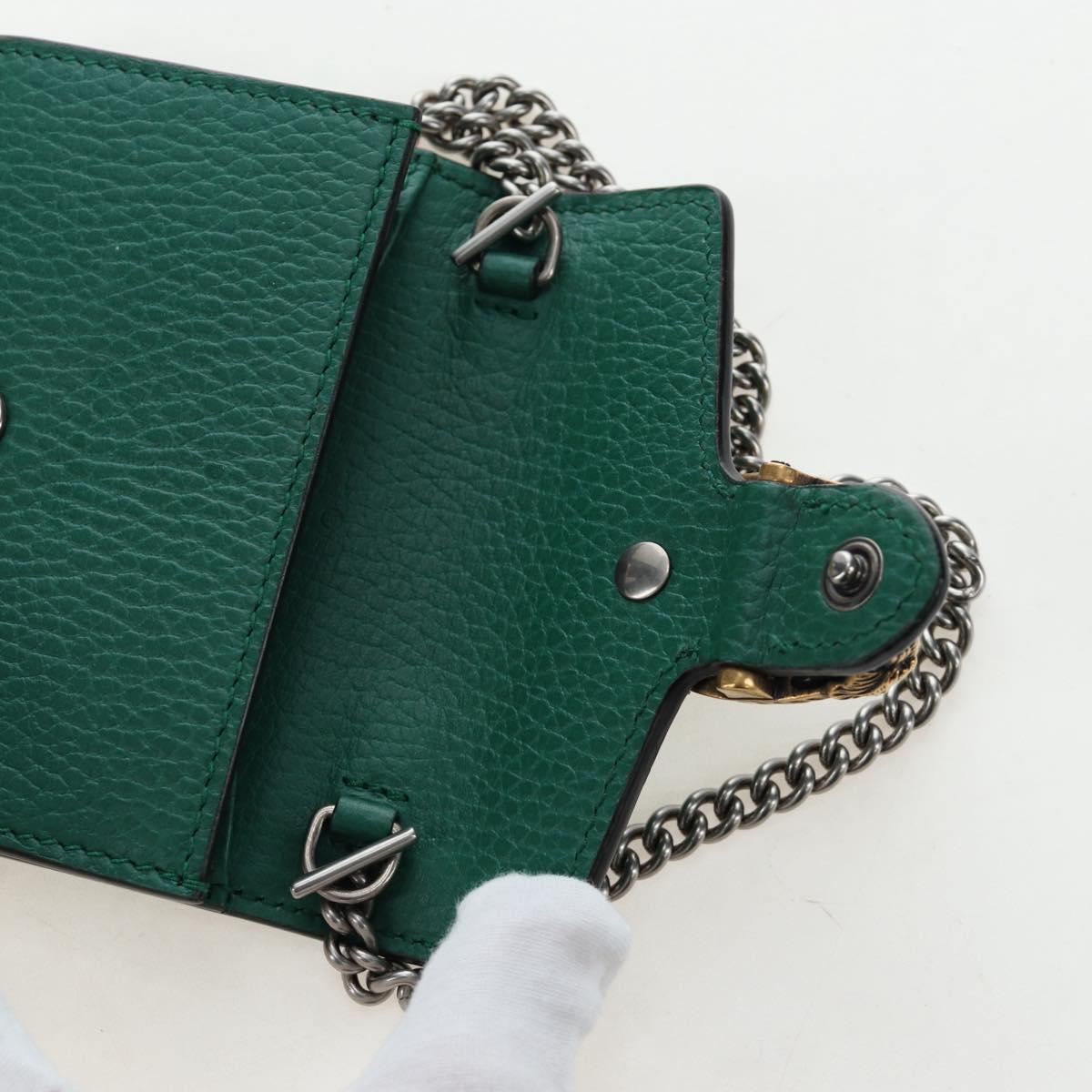 GUCCI Dionysus Chain Wallet Leather Green 574930 Auth 195913M
