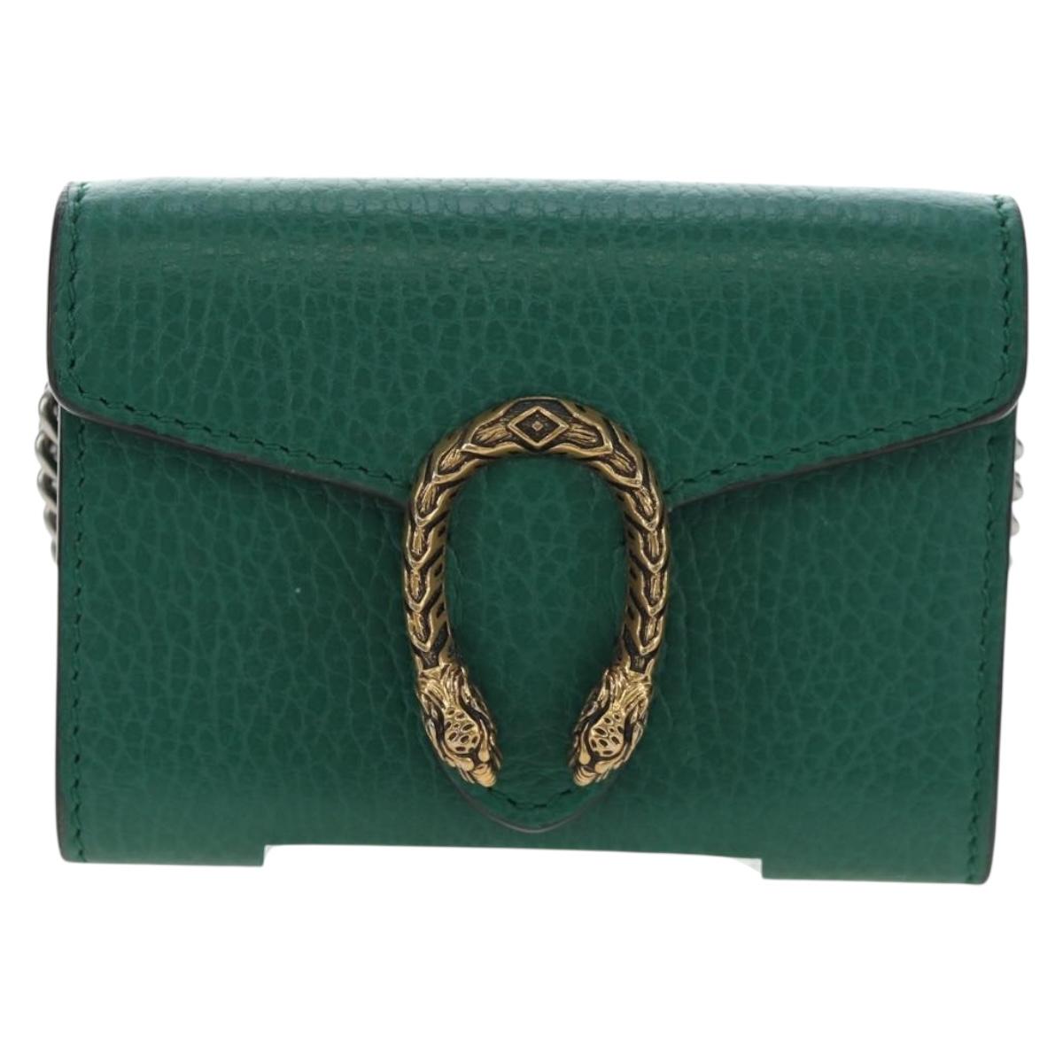 GUCCI Dionysus Chain Wallet Leather Green 574930 Auth 195913M