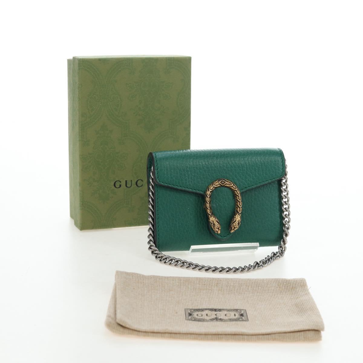 GUCCI Dionysus Chain Wallet Leather Green 574930 Auth 195913M