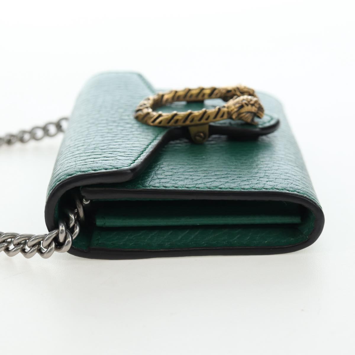 GUCCI Dionysus Chain Wallet Leather Green 574930 Auth 195913M