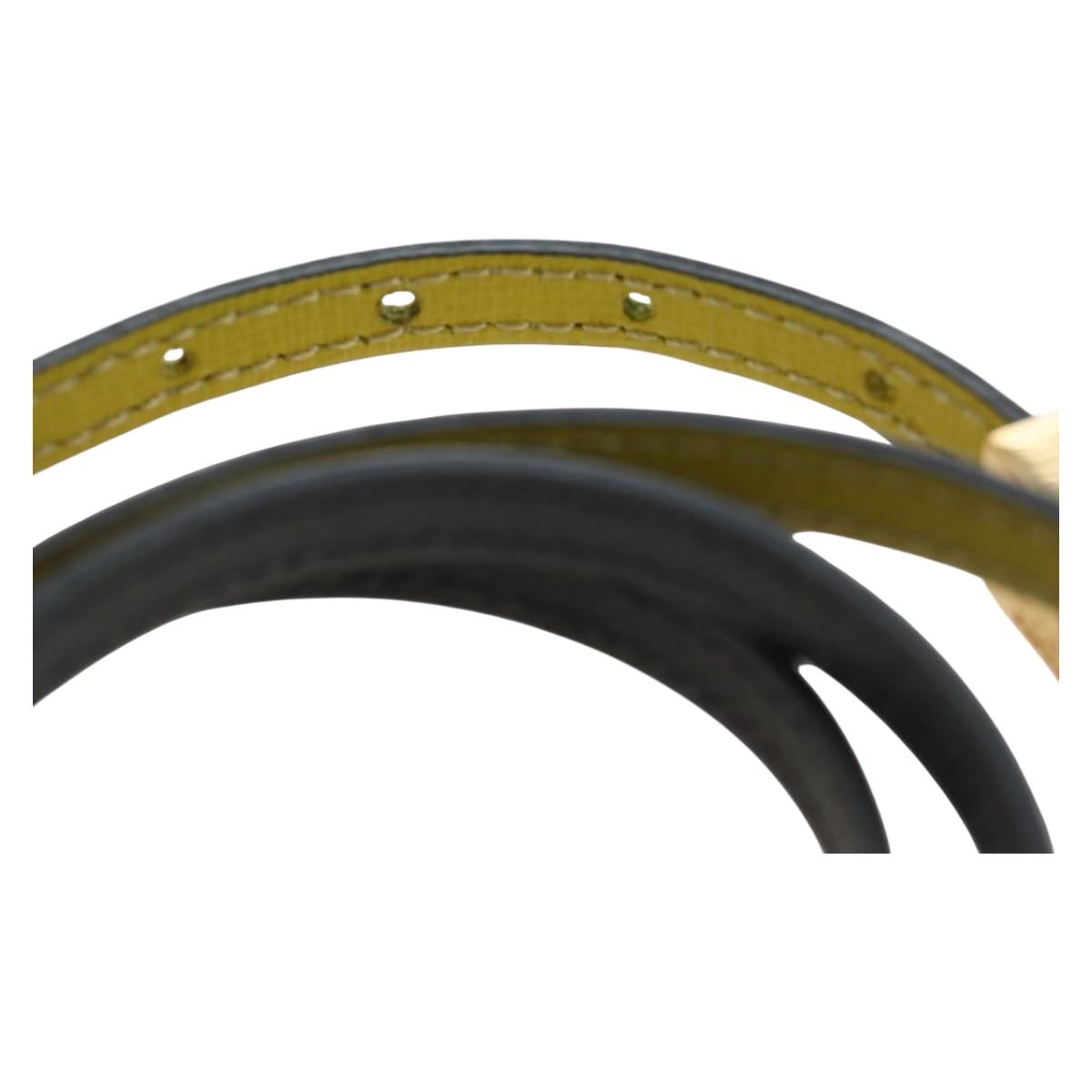 FENDI Bracelet Leather Gray Gold Auth 195915M