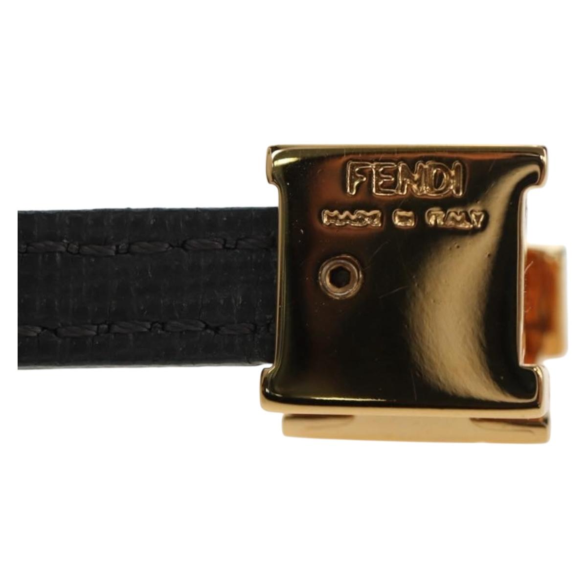 FENDI Bracelet Leather Gray Gold Auth 195915M