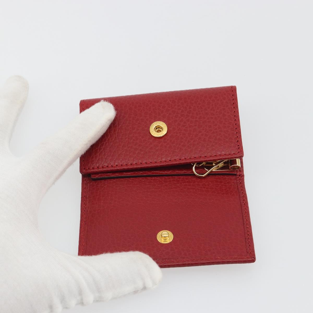 GUCCI GG Marmont Key Case Leather Red Gold 456118 Auth 195916M