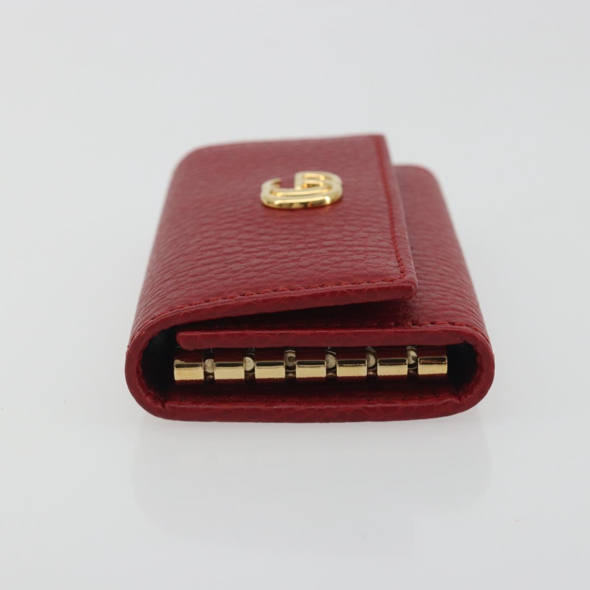 GUCCI GG Marmont Key Case Leather Red Gold 456118 Auth 195916M
