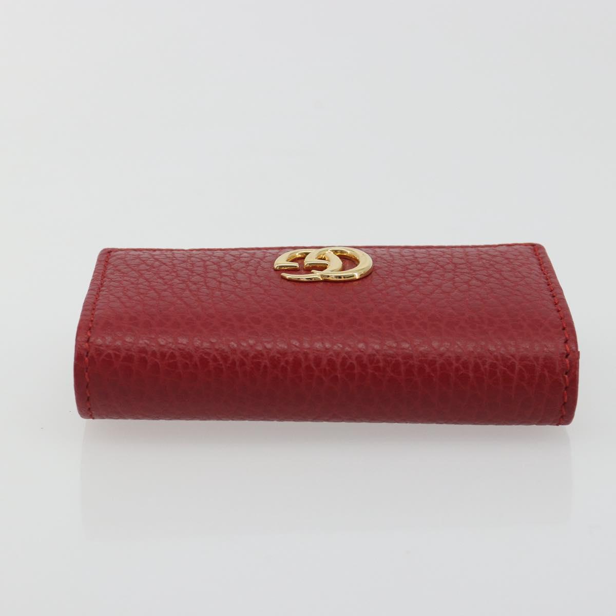 GUCCI GG Marmont Key Case Leather Red Gold 456118 Auth 195916M