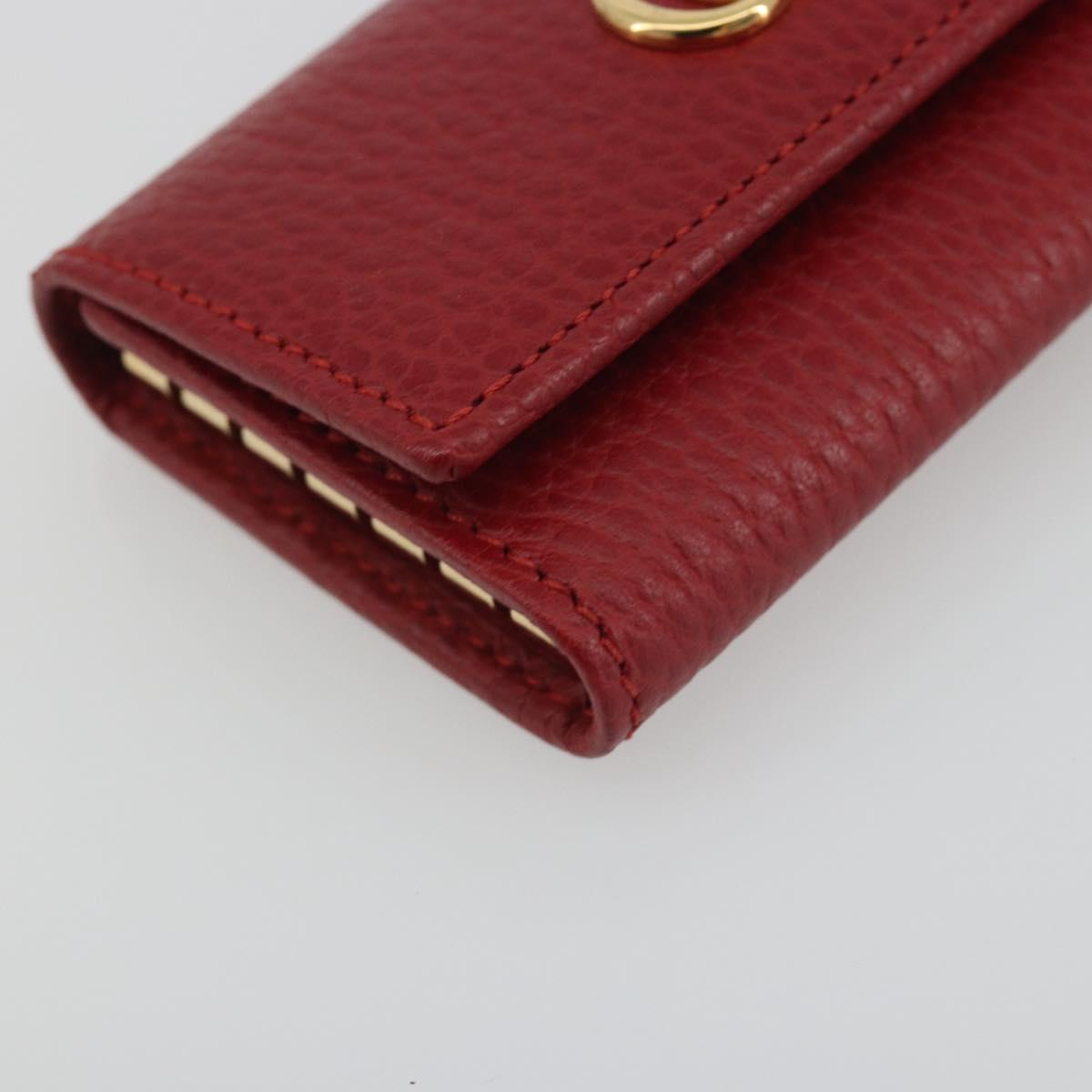GUCCI GG Marmont Key Case Leather Red Gold 456118 Auth 195916M