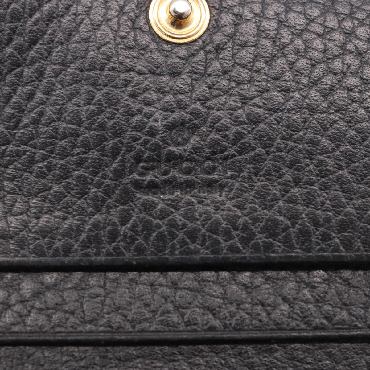 GUCCI GG Marmont Bifold Wallet Leather Black Gold 456126 Auth 195918A