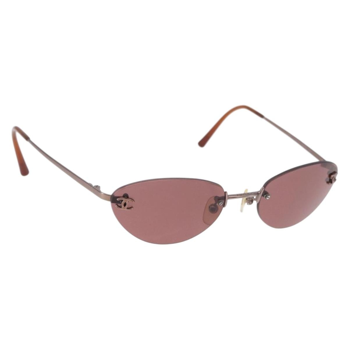CHANEL Sunglasses COCO Mark Brown CC Auth 195921V