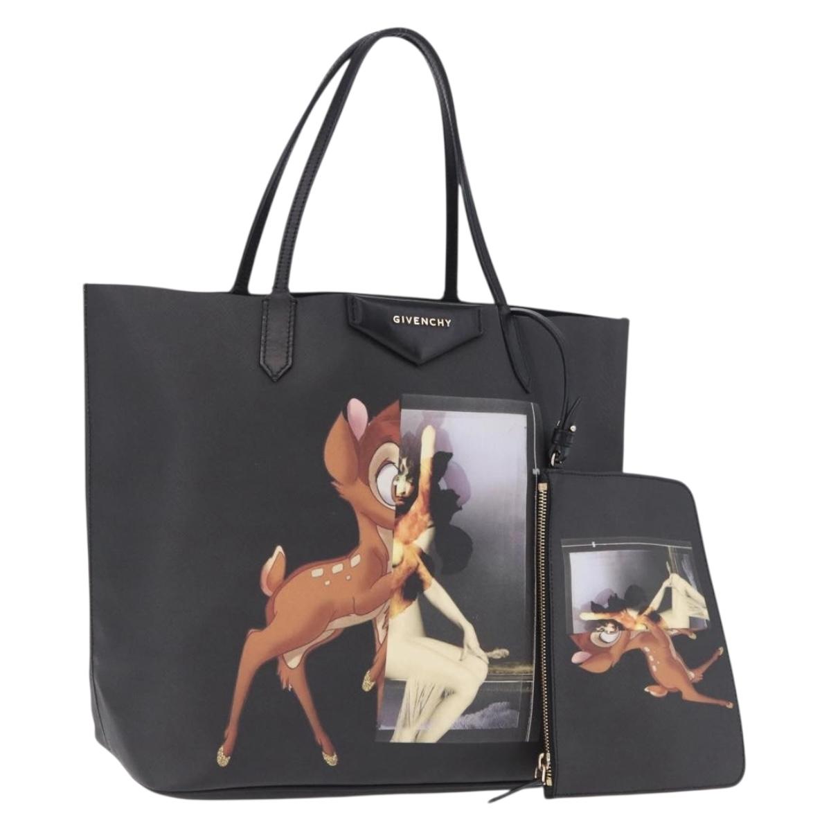 GIVENCHY Bambi Disney Collaboration Tote Bag PVC Black Gold Auth 195925A