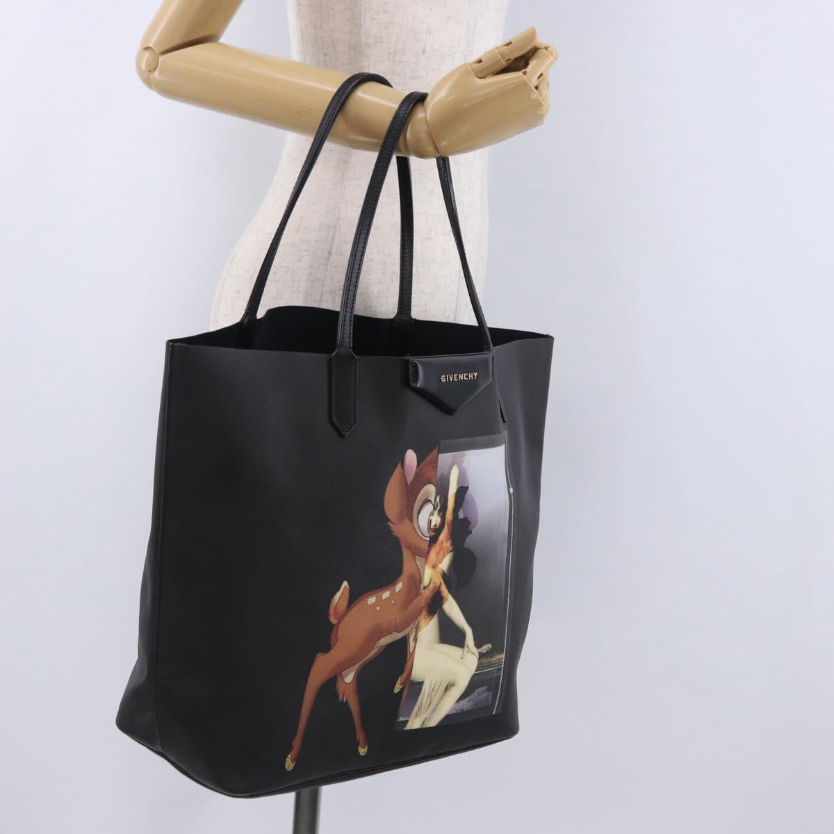 GIVENCHY Bambi Disney Collaboration Tote Bag PVC Black Gold Auth 195925A