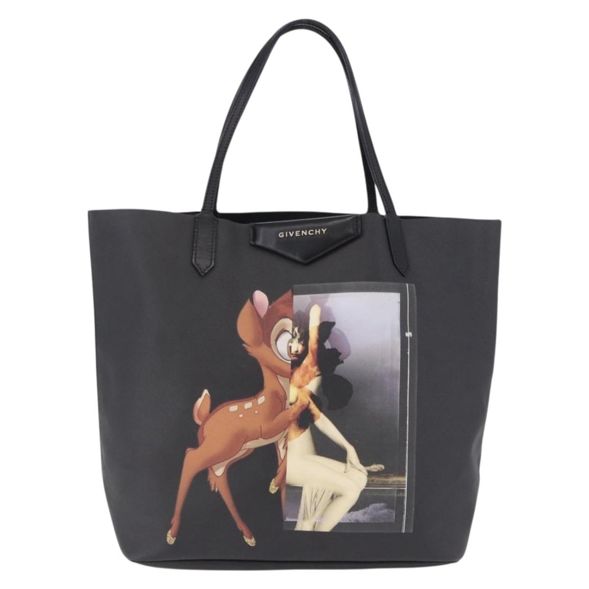 GIVENCHY Bambi Disney Collaboration Tote Bag PVC Black Gold Auth 195925A