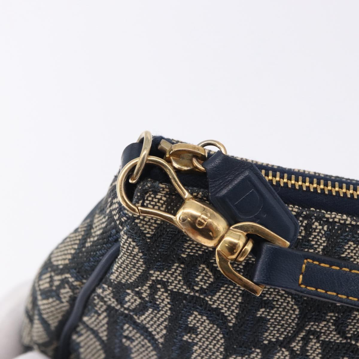 Christian Dior Trotter Canvas Saddle Accessory Pouch Navy Gold Auth 195928V