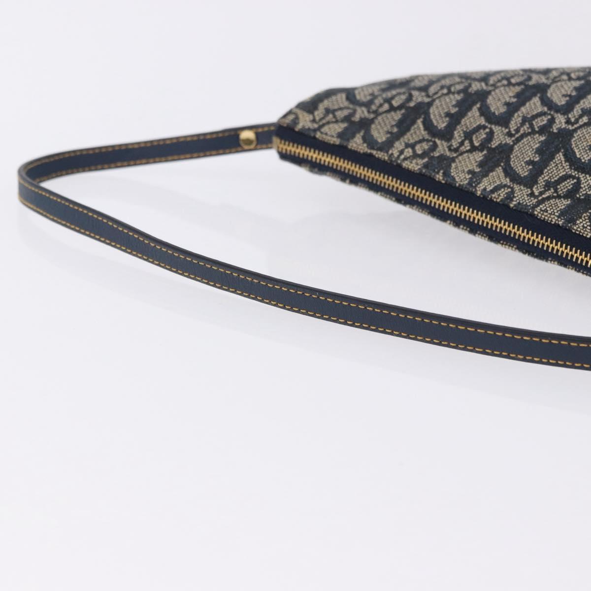 Christian Dior Trotter Canvas Saddle Accessory Pouch Navy Gold Auth 195928V