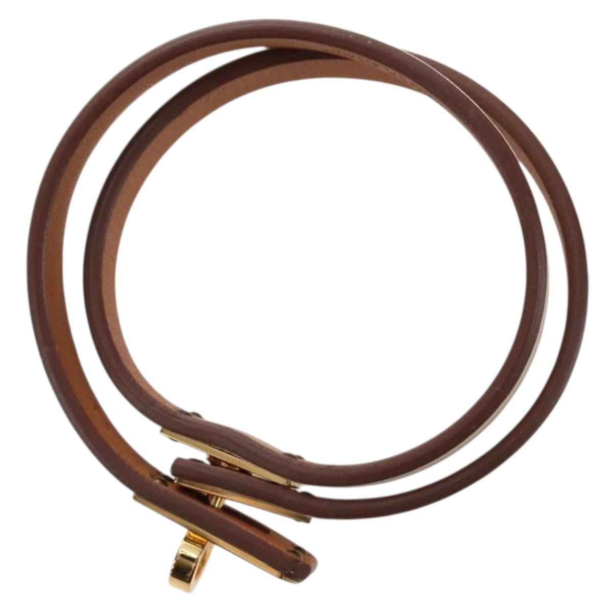 HERMES Mini Kelly Double Tour Bracelet Leather Ivory Gold Auth 195932V
