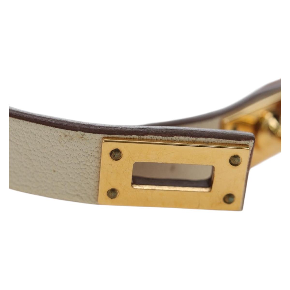 HERMES Mini Kelly Double Tour Bracelet Leather Ivory Gold Auth 195932V