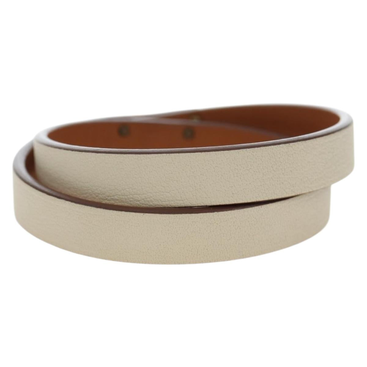 HERMES Mini Kelly Double Tour Bracelet Leather Ivory Gold Auth 195932V