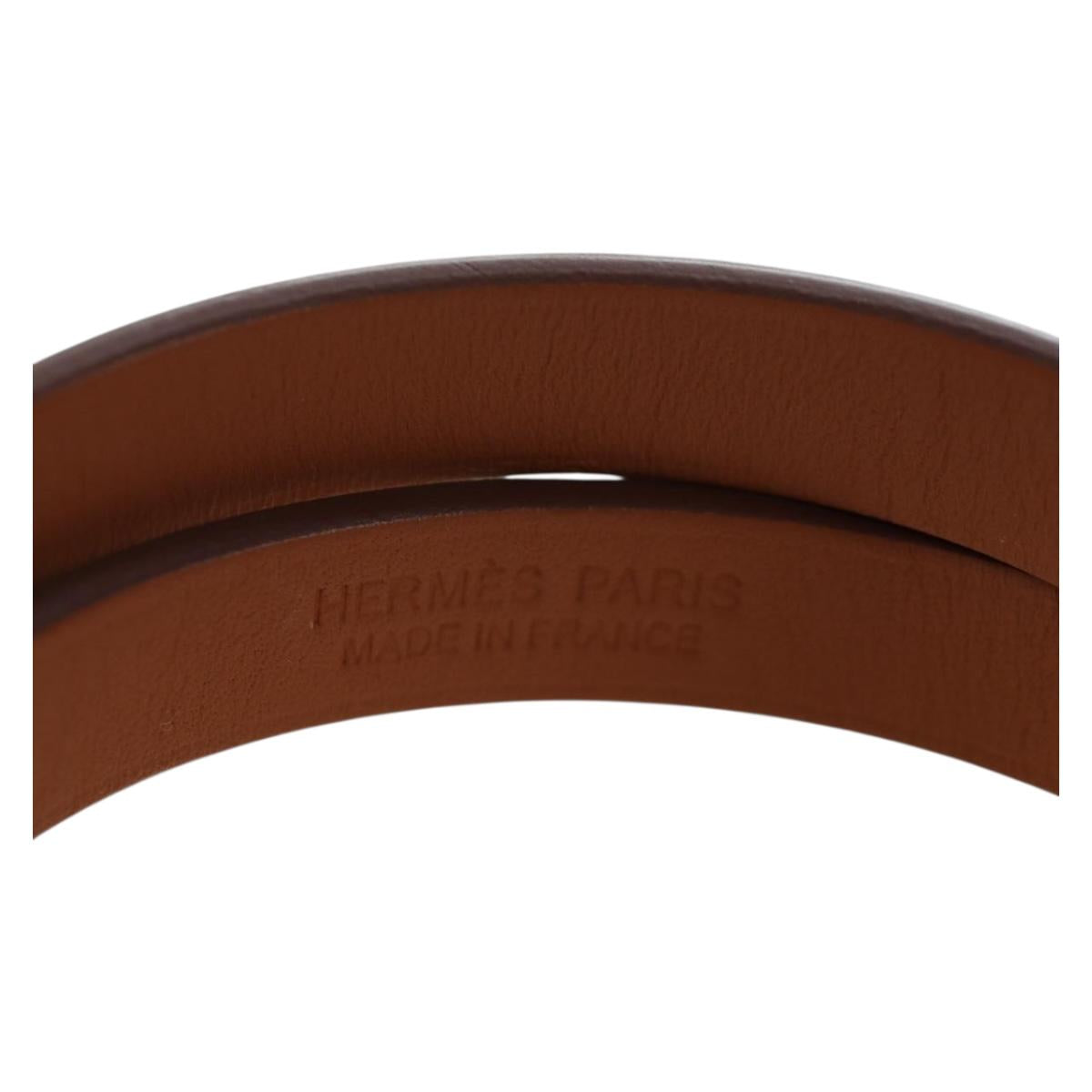 HERMES Mini Kelly Double Tour Bracelet Leather Ivory Gold Auth 195932V