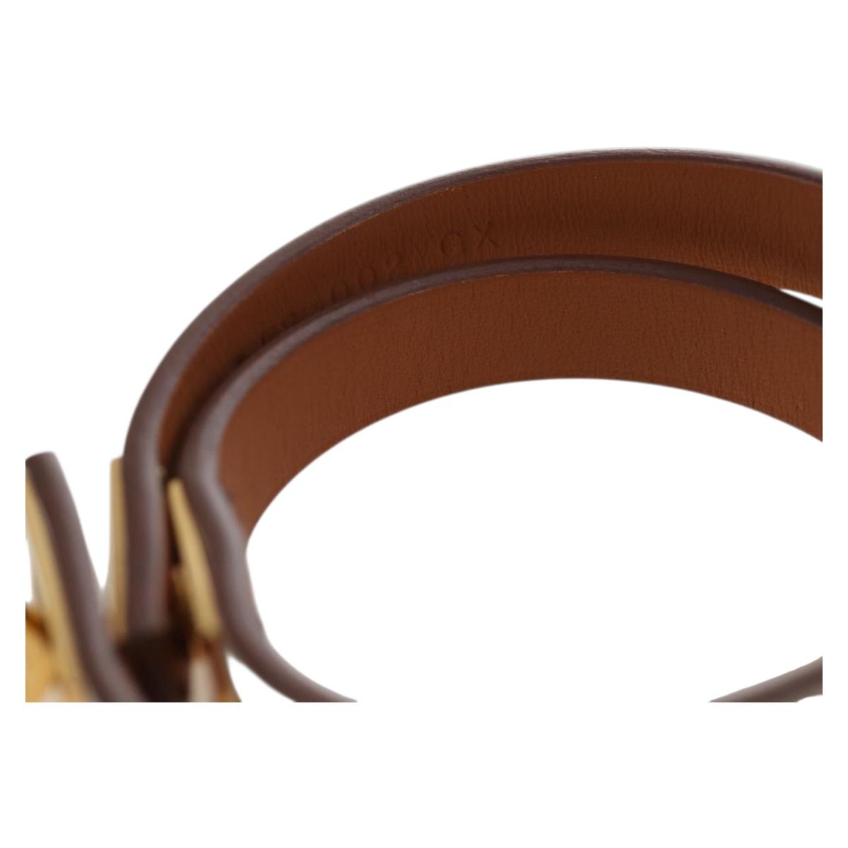 HERMES Mini Kelly Double Tour Bracelet Leather Ivory Gold Auth 195932V
