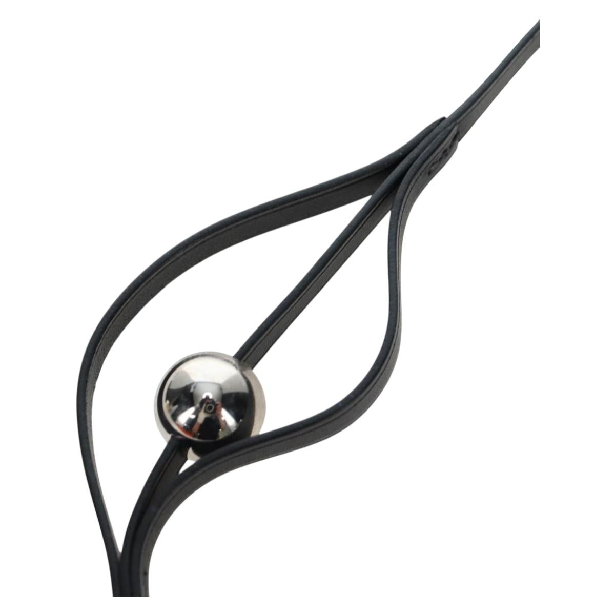 HERMES Necklace Leather Black Auth 195933V