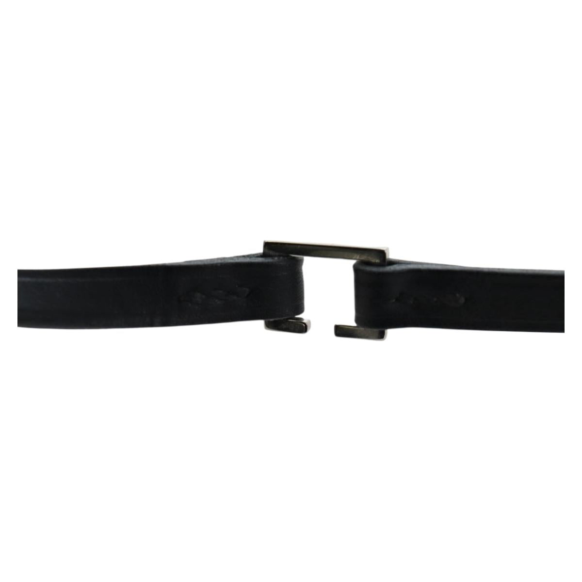 HERMES Necklace Leather Black Auth 195933V