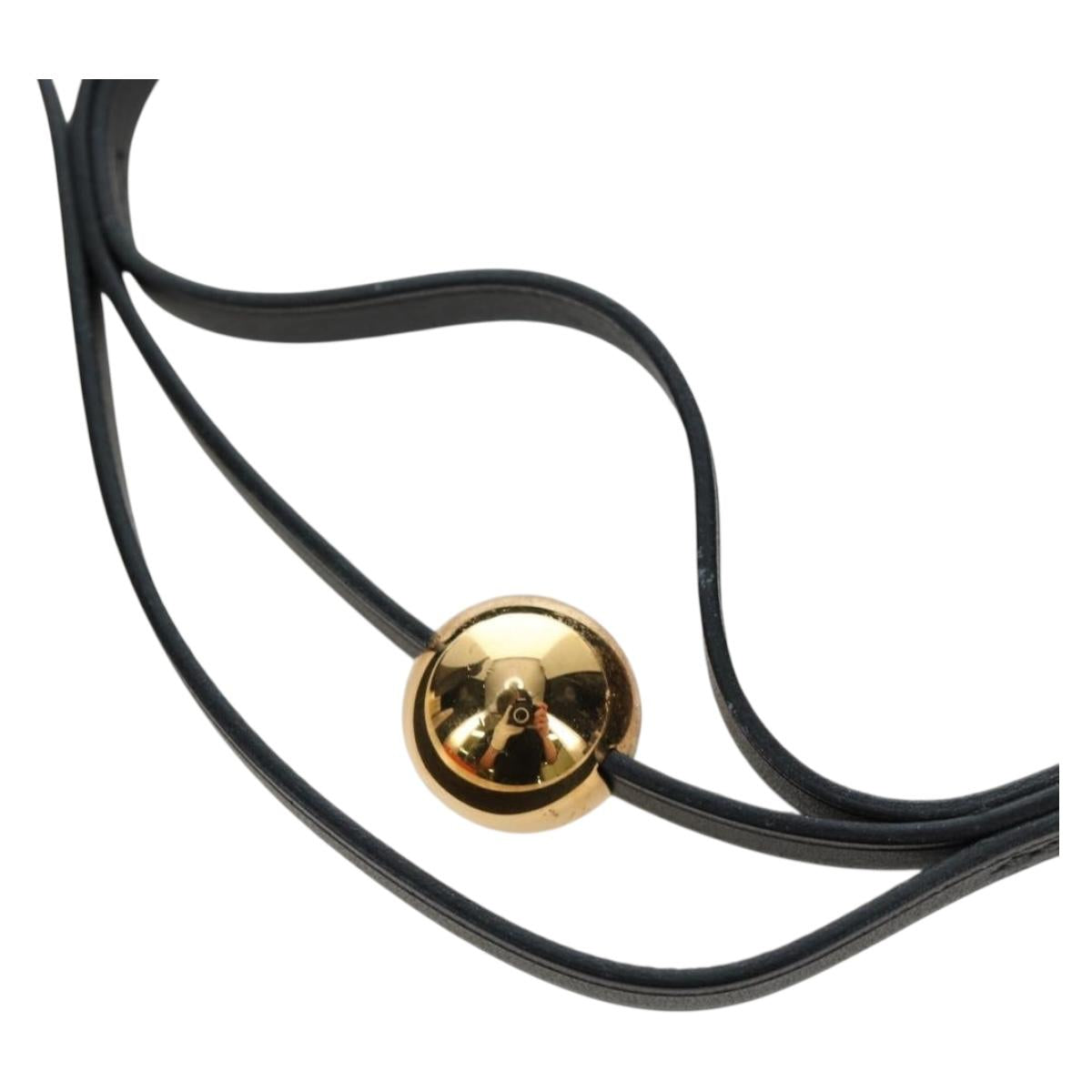 HERMES Necklace Leather Black Auth 195933V