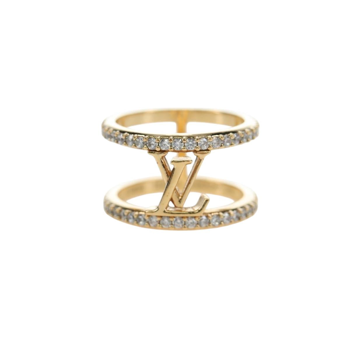 LOUIS VUITTON LV Iconic Strass Ring metal Gold Tone M1463M LV Auth 195935M