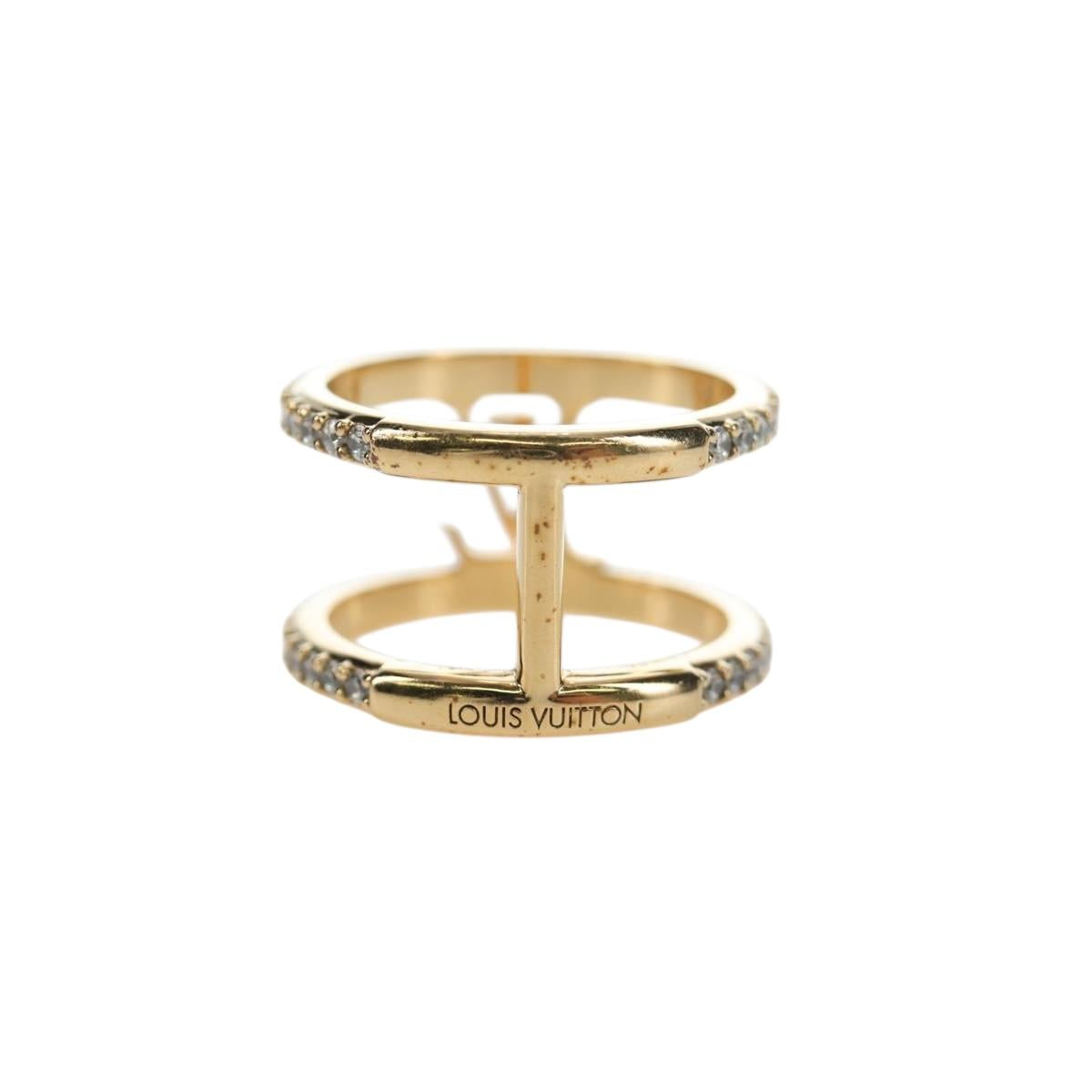 LOUIS VUITTON LV Iconic Strass Ring metal Gold Tone M1463M LV Auth 195935M