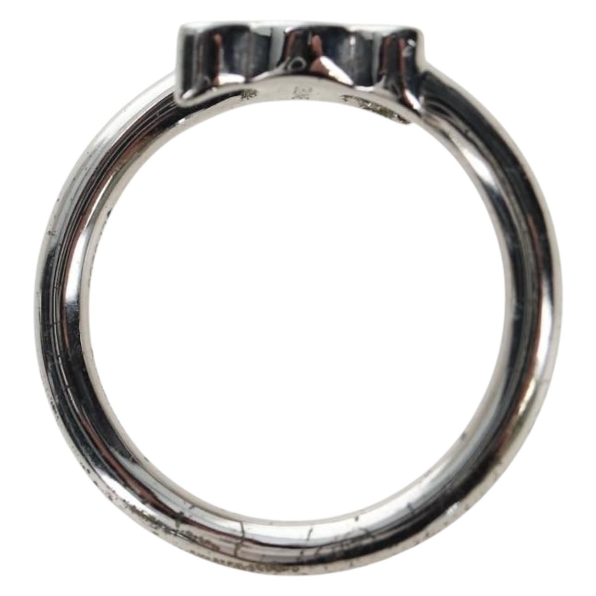 CELINE Trion Asymmetric Ring metal Silver #10(JP Size) Auth 195936M