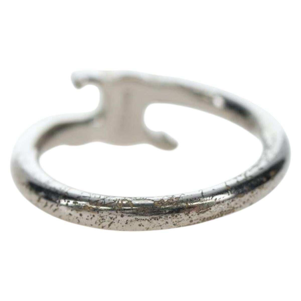 CELINE Trion Asymmetric Ring metal Silver #10(JP Size) Auth 195936M