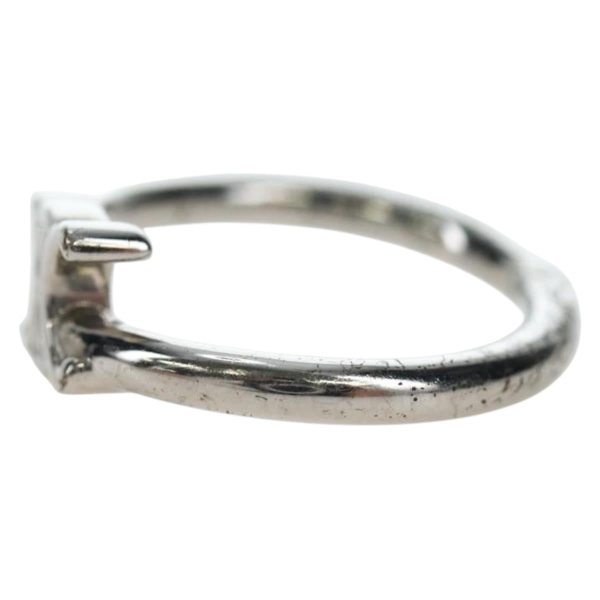 CELINE Trion Asymmetric Ring metal Silver #10(JP Size) Auth 195936M